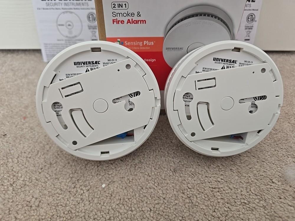 Universal Security Instruments Replaceable 2 In 1 Smoke & Fire Alarm, 2 Pack
