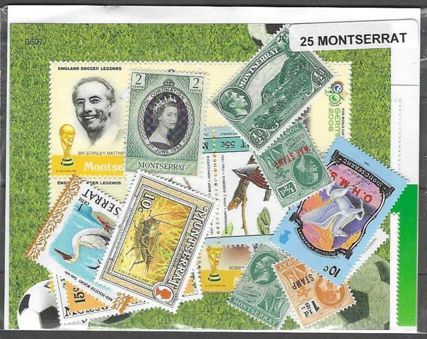 Montserrat 25 Different Stamps New And Canceled