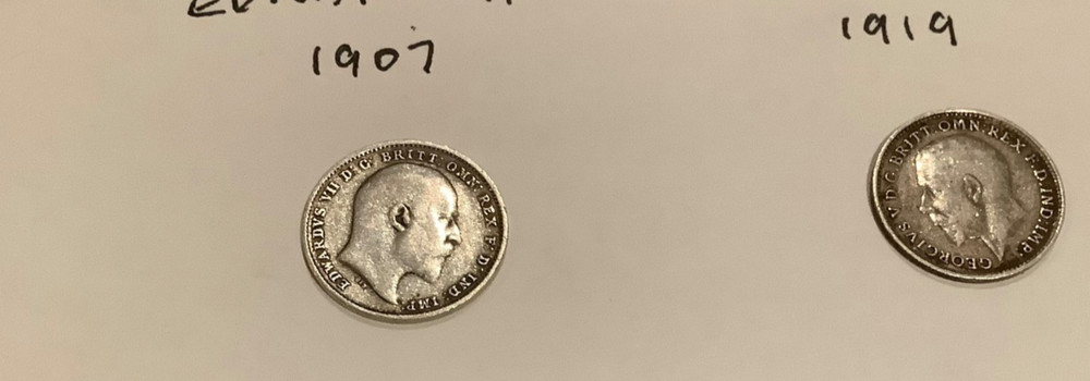 Edward V11 / George V / silver 3d Coins