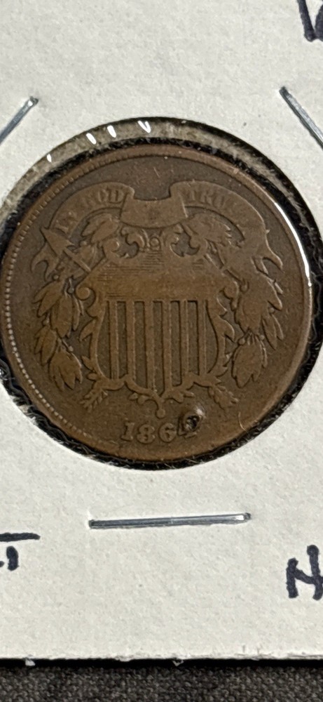 1864 Two Cent 2 Cent Piece Holed