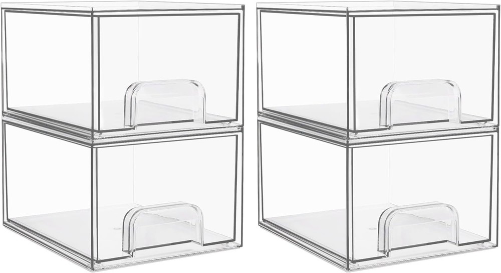 Vtopmart 4 Pack Small Clear Stackable Storage Drawers Acrylic Bathroom Makeup