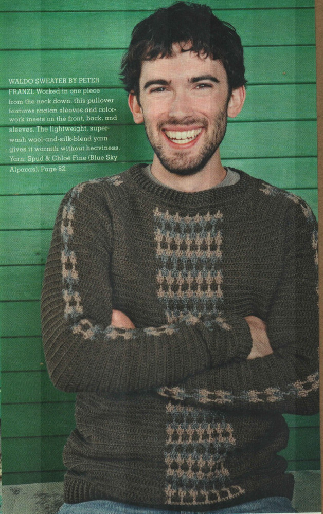 WALDO SWEATER MEN'S 6 SIZES CROCHET PATTERN INSTRUCTIONS