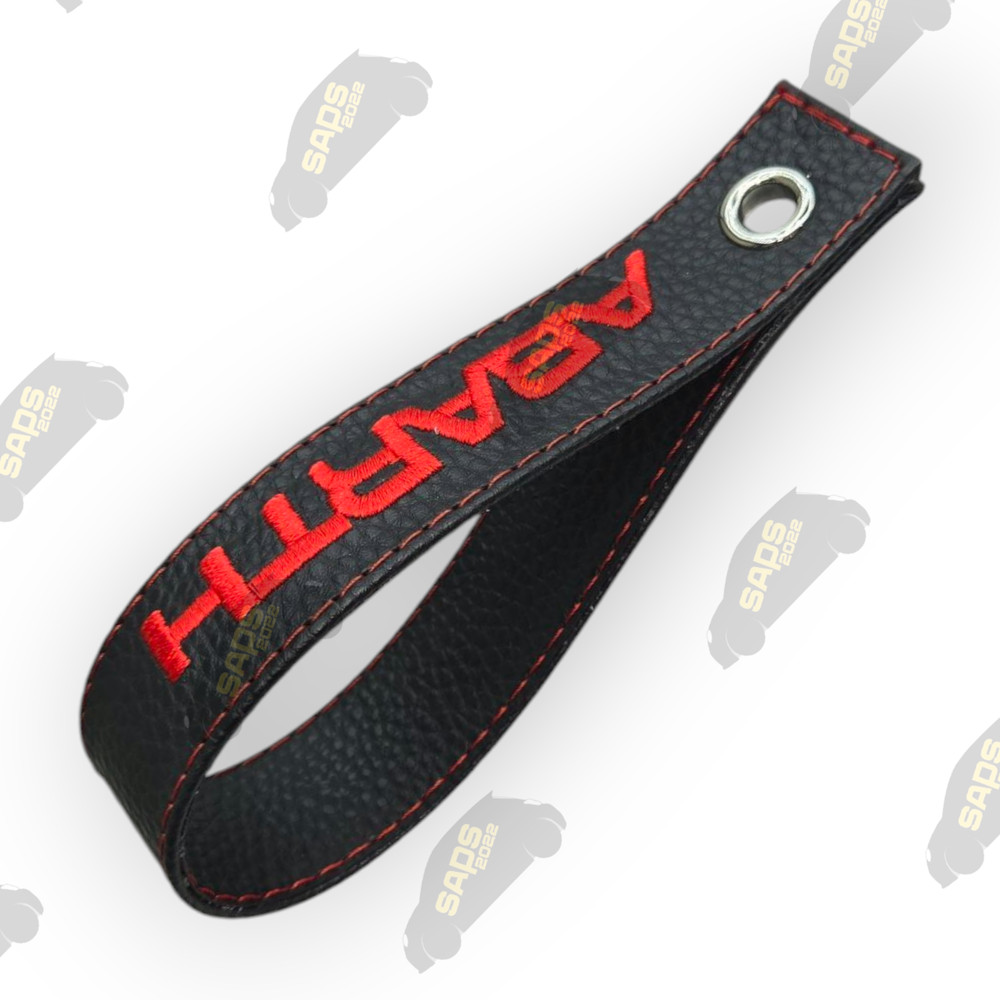 Abarth Black / Red Stitch Leather Interior Boot Pull Strap Handle Fiat 500