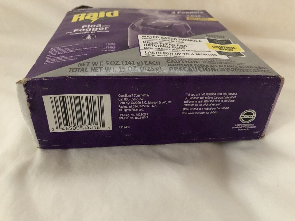 Raid Flea Killer Plus Fogger, 5 oz, 3 Cans