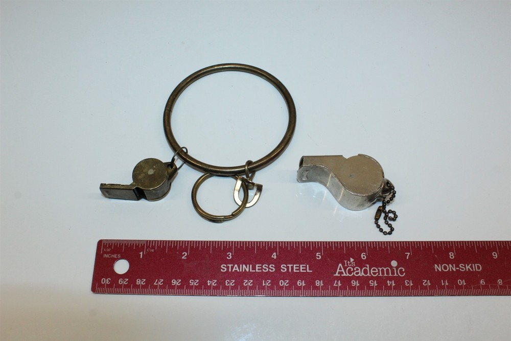 Vintage Solid Brass Whistle & Metal Whistle With Key Ring