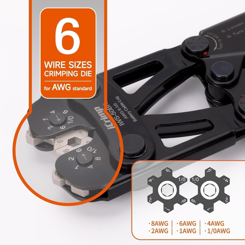 iCrimp Battery Cable Lug Crimping Tool Kit