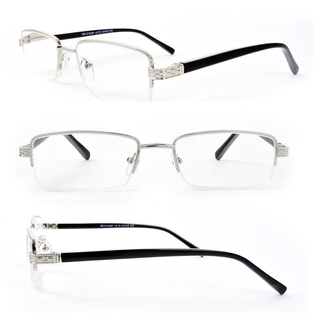 Semi-Rimless Rectangle Lenses Spring Hinges Reading Glasses
