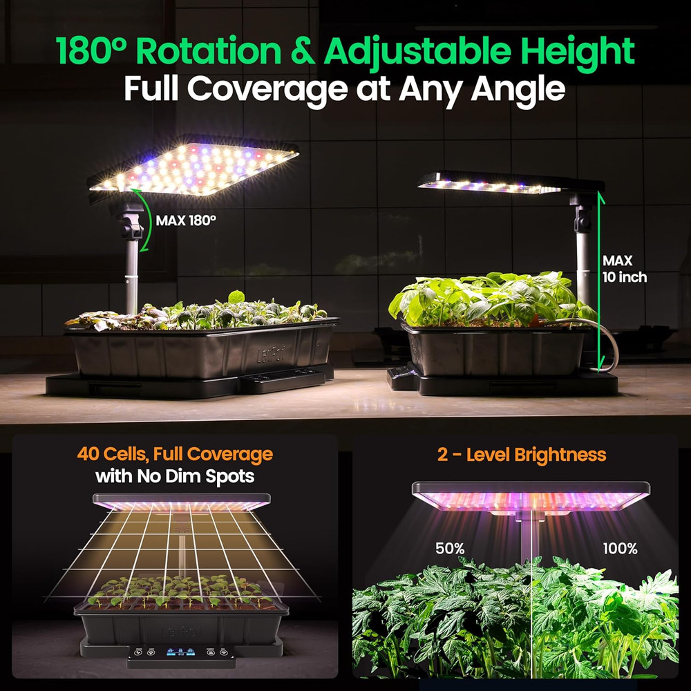Smart Seed Starter Kit with LED Light, Humidity Dome & App Control