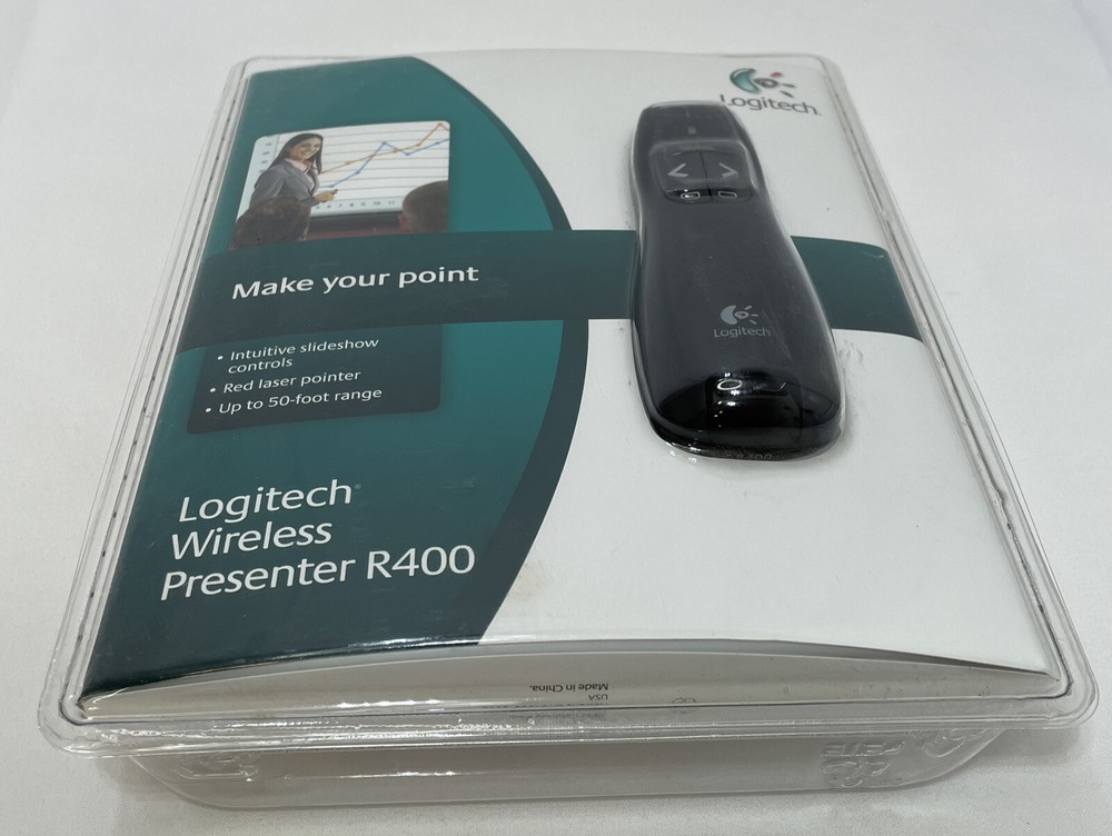 2012 Logitech Wireless Presenter R400 50' Range Receiver Laser Pointer Sealed