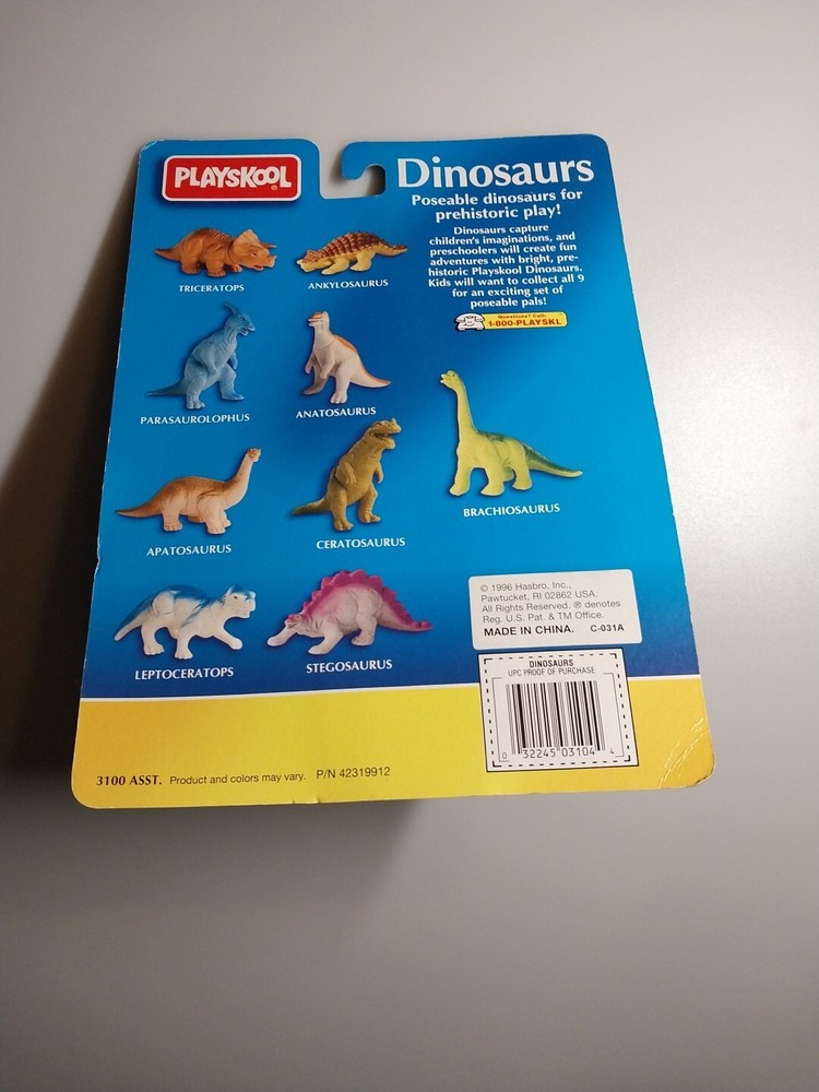 NEW Vintage 1997 Playskool Dinosaurs Anklyosaurus Blue Yellow Poseable Tail