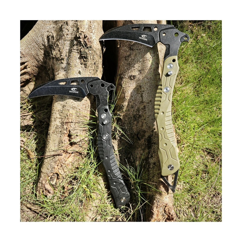 Folding Sickle Knife With Sheath, Quick Release Tactical Survival Tool with S...