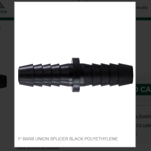 1" BARB UNION SPLICER BLACK POLYETHYLENE # 33099P