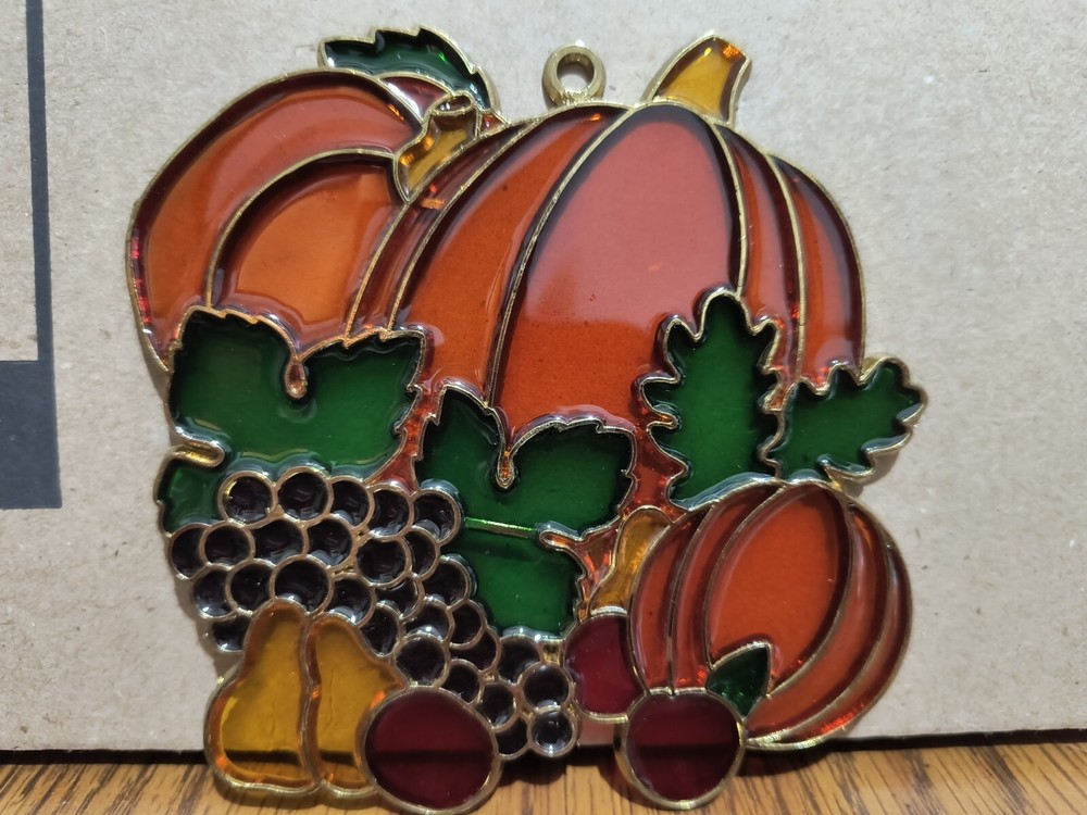 Pumpkins Grapes Suncatcher 5" Thanksgiving