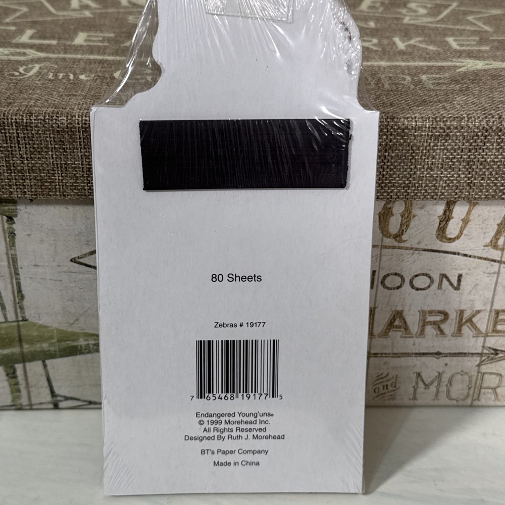 Endangered Young’uns Zebra Note Cards And Notepad Set In Decorative Foil Box