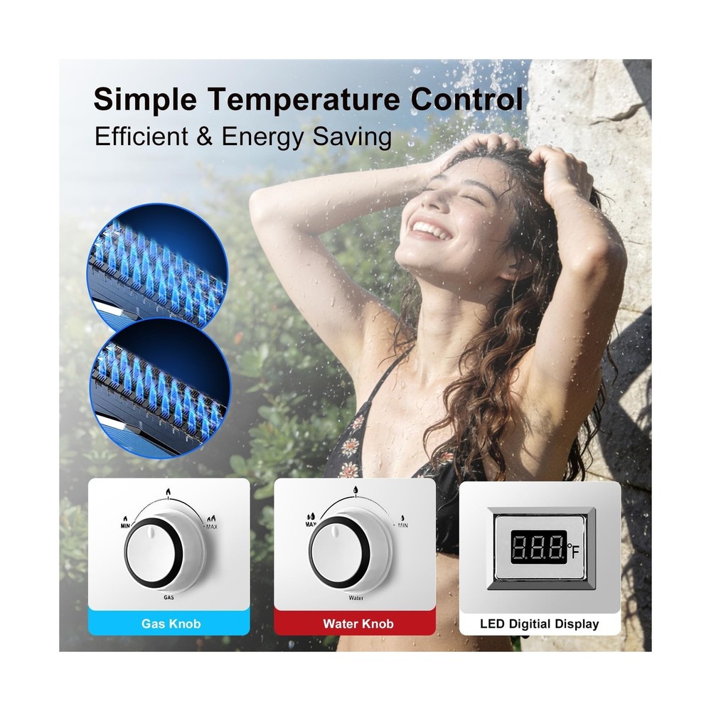 Propane Tankless Water Heater, 5L 1.32 GPM Outdoor Portable Gas Instant Hot W...