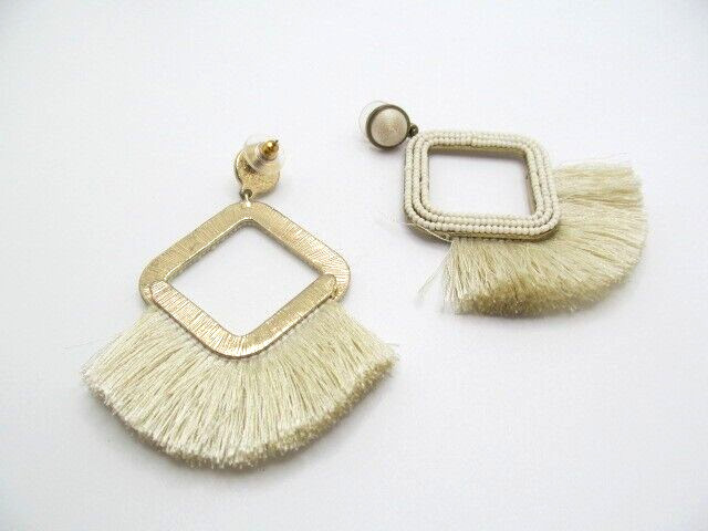 Vintage SugarFix White Domed Bead & Threaded Fan Bold Dangle Earrings