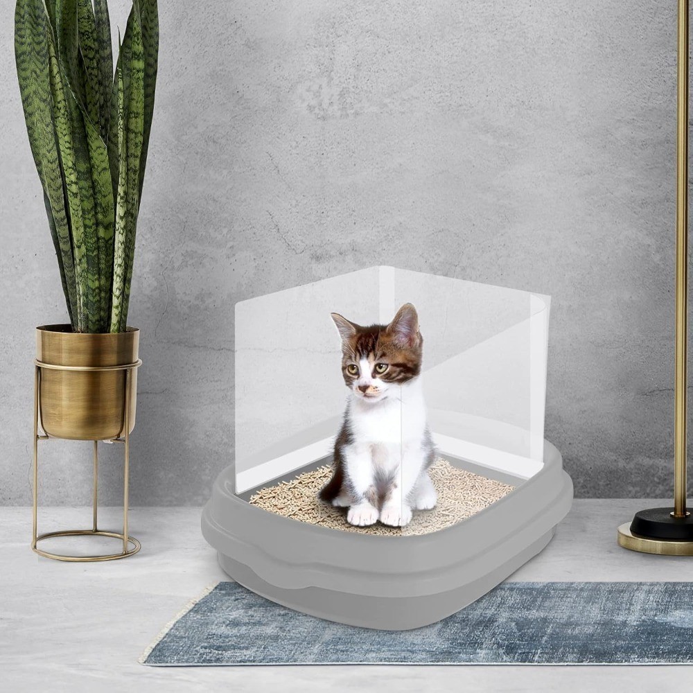 Cat Litter Box Splash Guard Shields High Sided Anti Splash Pee Protector for