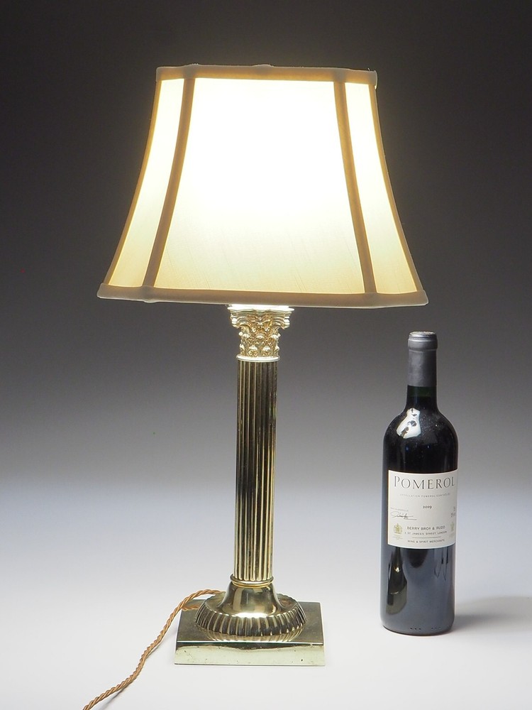 19th Century Brass Corinthian Table Lamp