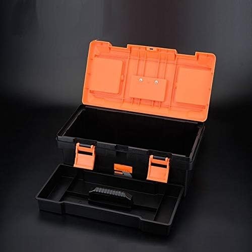 Durable Heavy Duty Plastic Tool Box 14” with Removable Organizer & Secure Lock