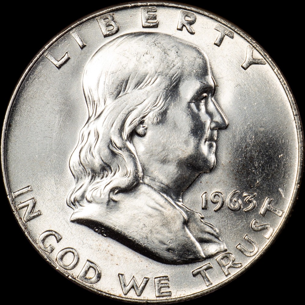 1963-D Franklin Half Dollar - Blast White - Lustrous BU GEM!