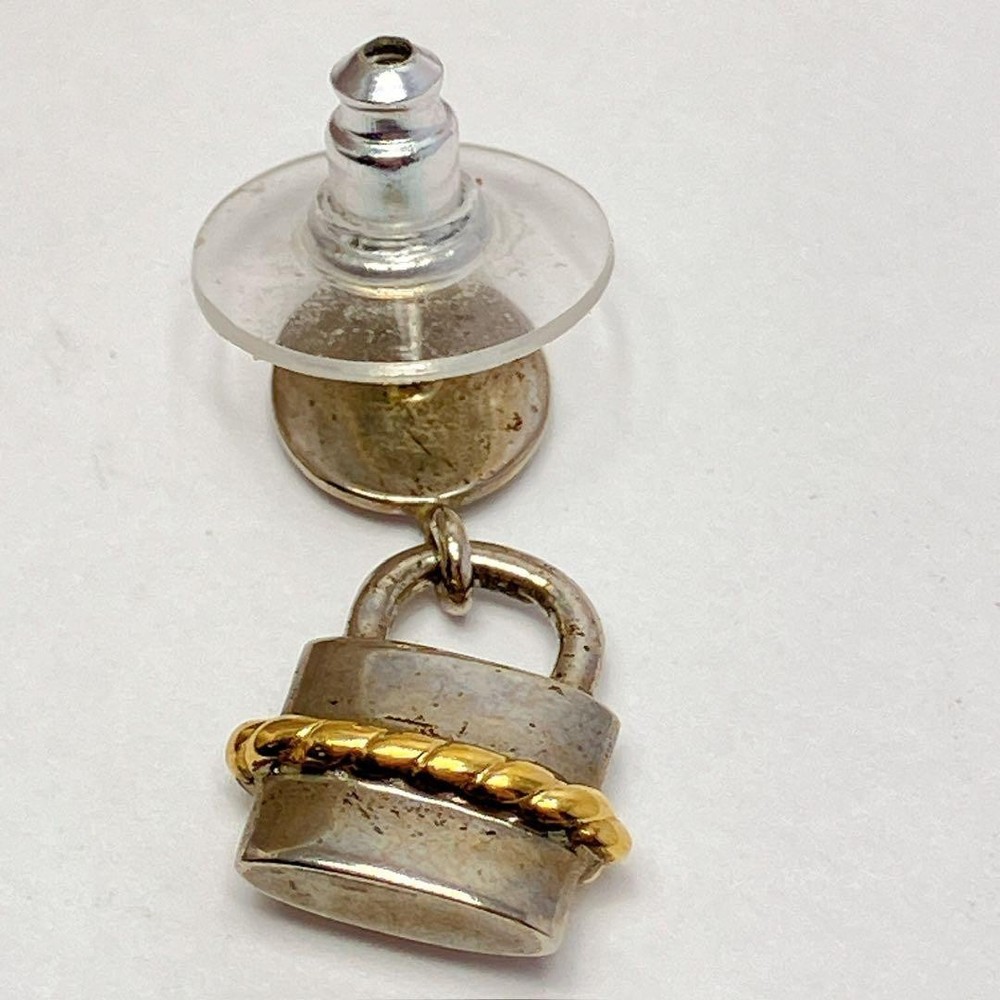 Authentic Chloe Earrings Lock-shaped Padlock Silver Gold Accessory Women's Logo
