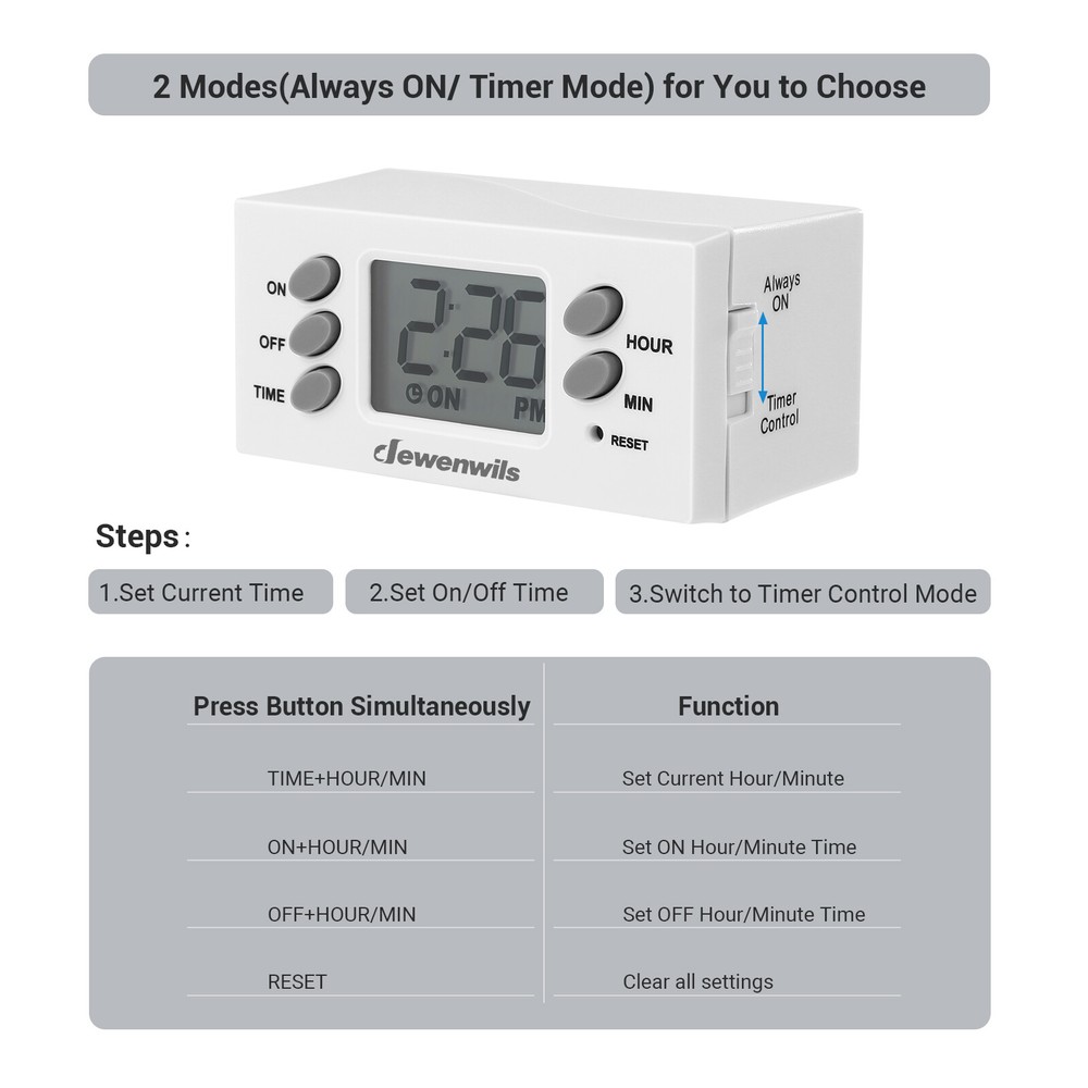DEWENWILS 2 Pack Light Timer Digital Programmable Plug in Lamp Timer Switch