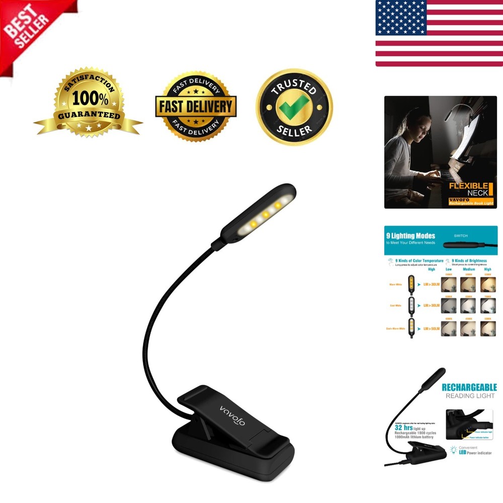 Versatile Reading Light with 7 LEDs, 9 Brightness Modes & Power Indicator