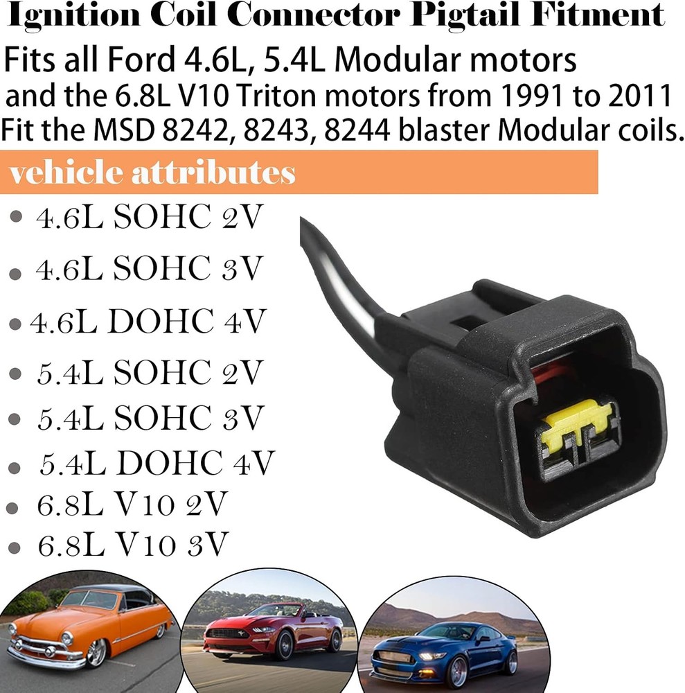 8 Pack Ford Ignition Coil Connector Plug Harness - Compatible with Ford...