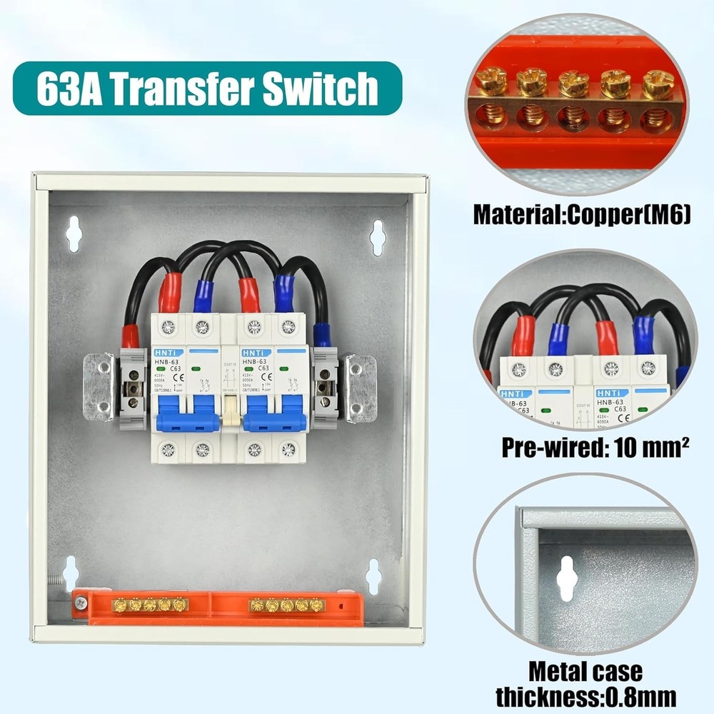 Transfer Switch for Home Generator, Upgraded 63 Amp Generator Transfer Switch...