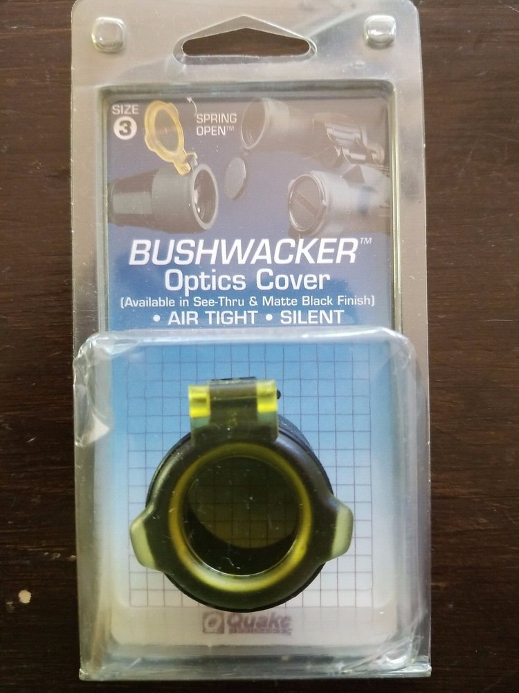BUSHWACKER OPTICS COVER, SIZE 3, SPRING OPEN OPERATION, NEW IN PACKAGE, SEE-THRU