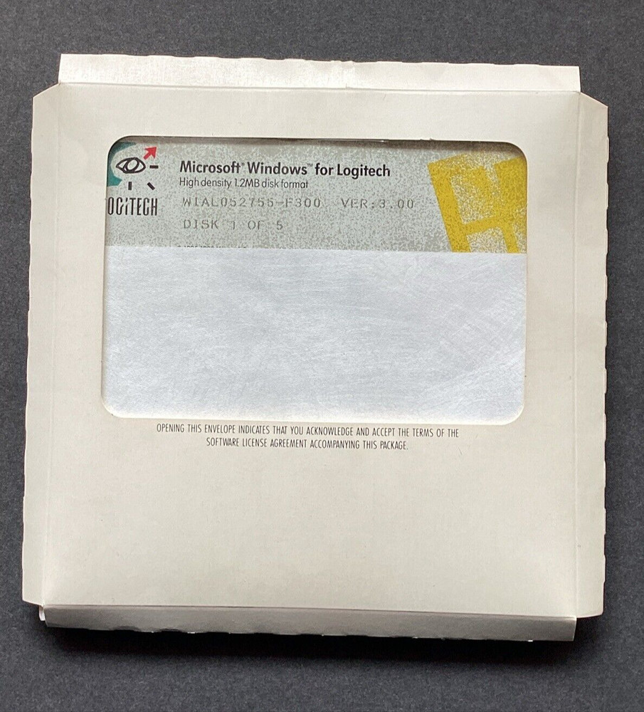 Microsoft Windows For DOS Systems Version 3.0 Floppy Disks 5.25 Logitech