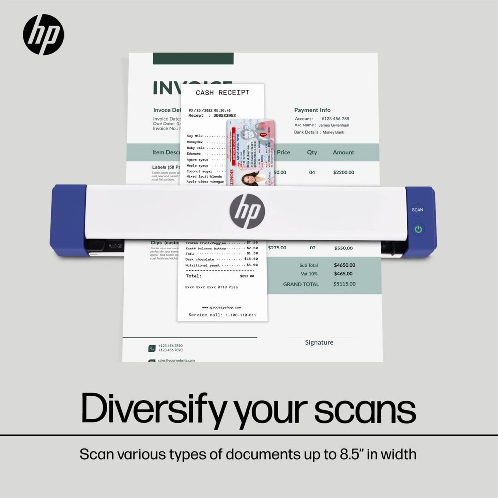 HP USB Document Scanner & Photo Scanner for 1-Sided Sheetfed Digital Scanning