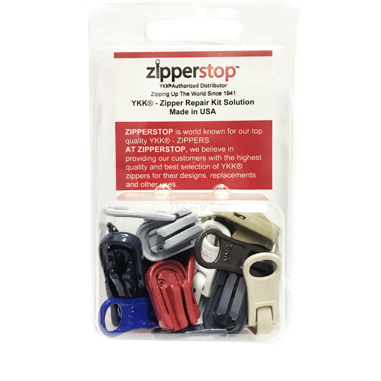 Zipper Repair Kit Solution YKK #5 Molded Reversible Fancy Pulls Vislon sliders