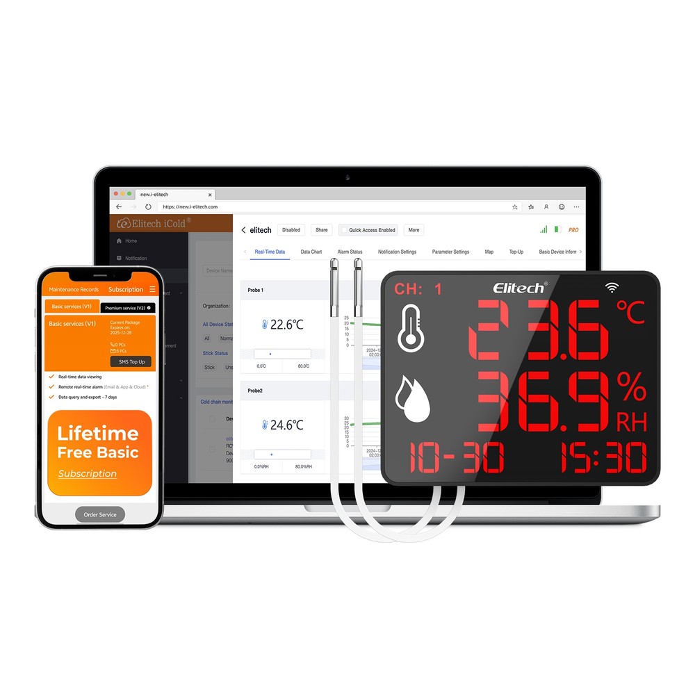 Elitech DR-230 Temperature Humidity Data Logger Reusable Temperature Recorder