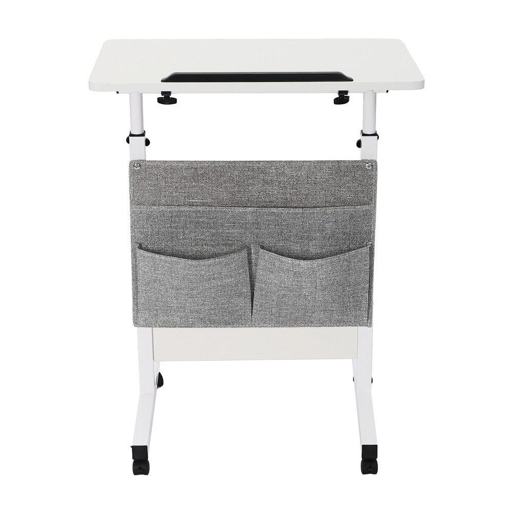 Rolling Laptop Desk Office Computer Table Adjustable Height Stand up w/ Storage