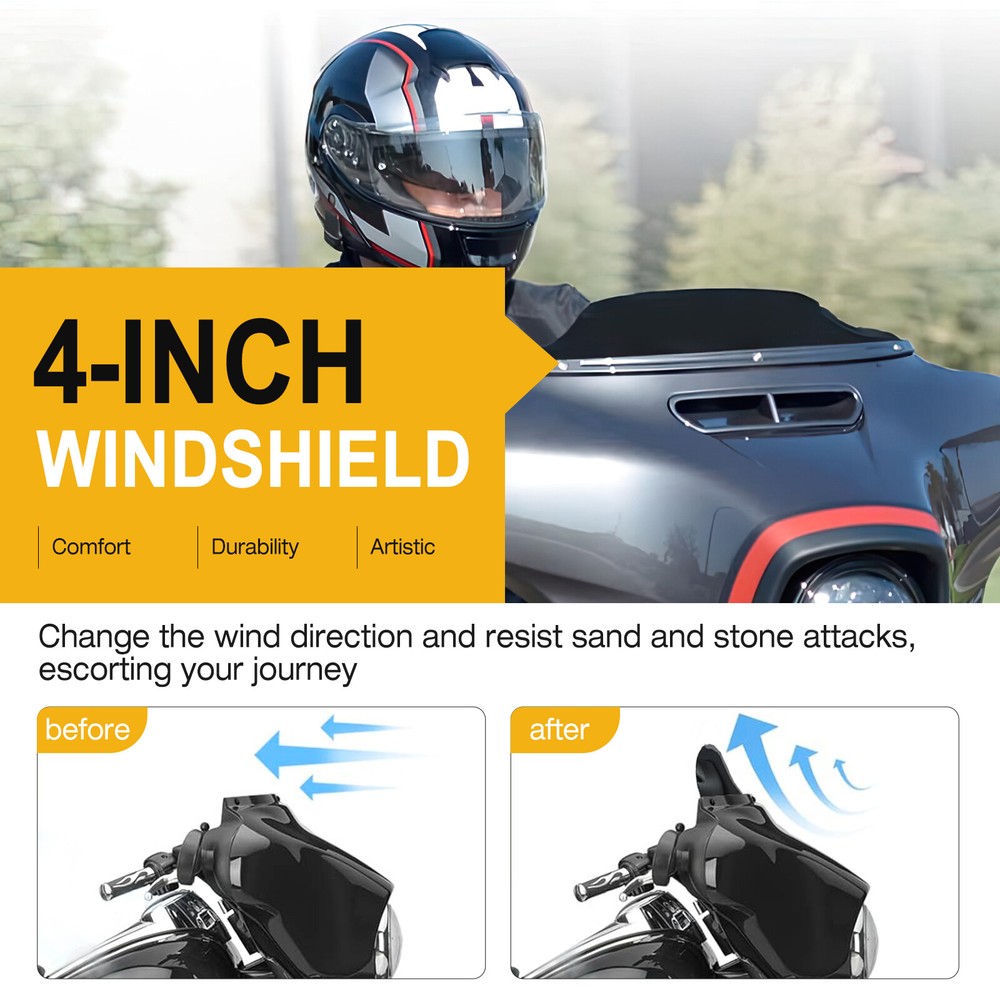 4" For Harley 1996-2013 Touring Electra Glide Street Glide Windshield Windscreen