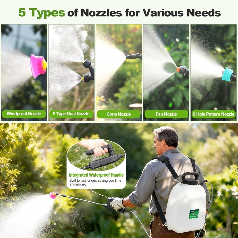 Battery Powered Sprayer 3.2 Gallon Backpack Sprayer W/ 3 Adjustable Forces