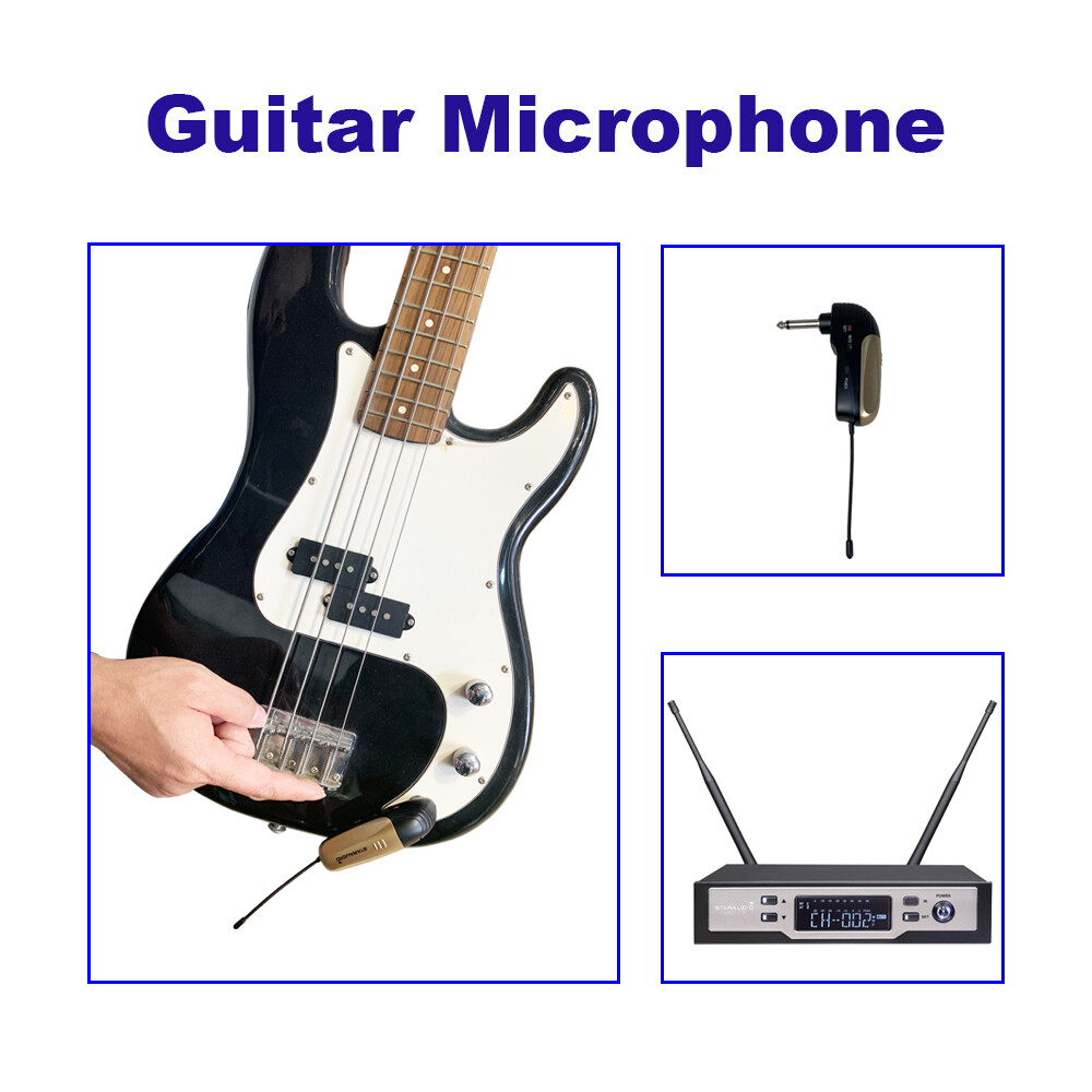 Wireless UHF Guitar Microphone System Guitar Straight pug Angled Microphone Mic
