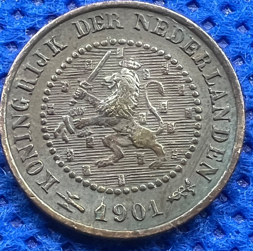 1901Netherlands - 1/2 Cent WITH DIE CRACK #148