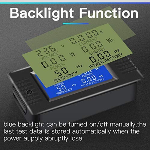 AC Current Voltage Amperage Power Energy Panel Meter LCD Digital Display Amme...