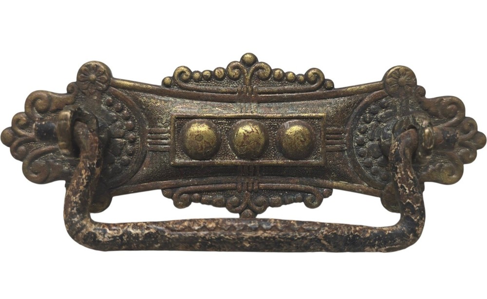 5, 1870s Victorian Solid Brass Bail Drawer Pull 4 5/8" Length