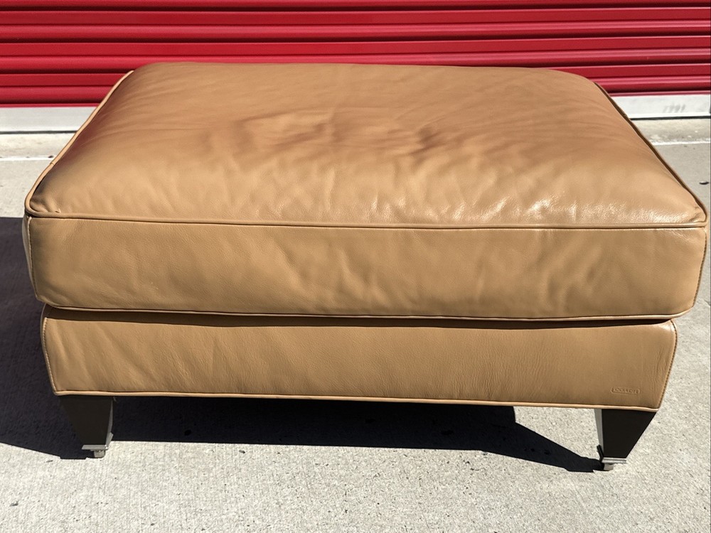 COACH Beige Leather Ottoman Footstool