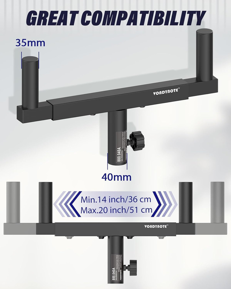 Dual Speaker Mount Bar Mounting Fork Bracket Speaker Pole Width Adjustable, Sing