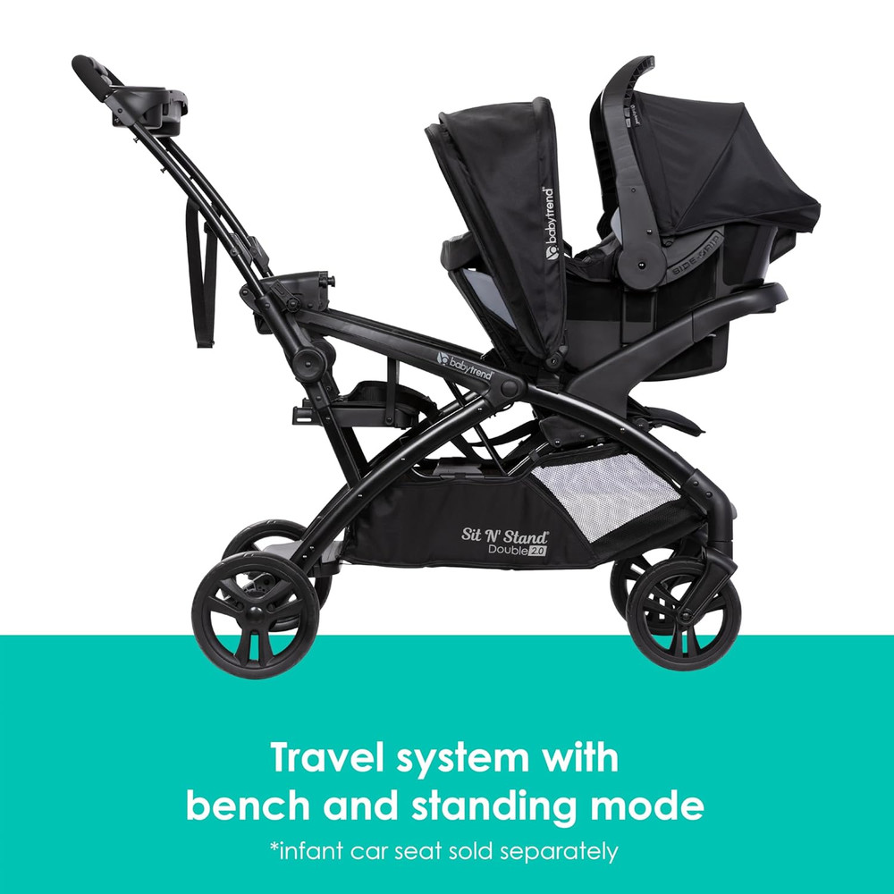 Sit N' Stand® Double 2.0 Stroller, Dash Black
