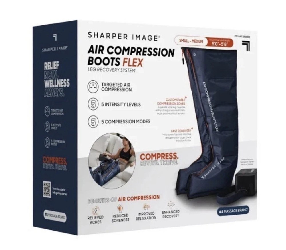Sharper Image Air Compression Boots Flex Leg Recovery System Small/Medium  Blue