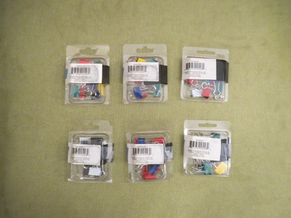 Small Binder Clips 3/4 inch, 19 mm wide Assorted Colors 60/Pack