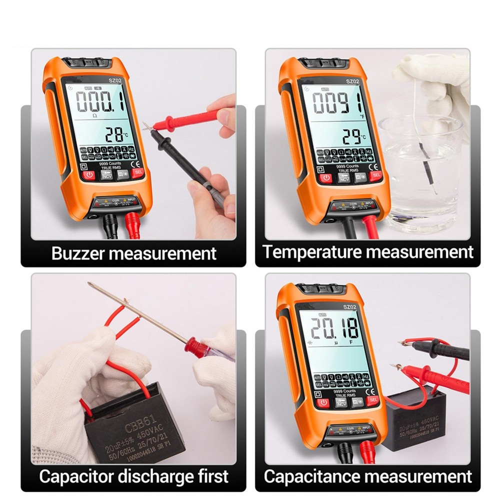 Digital Multimeter 9999 Counts True RMS Auto Electrical Capacitance Meter Tool.