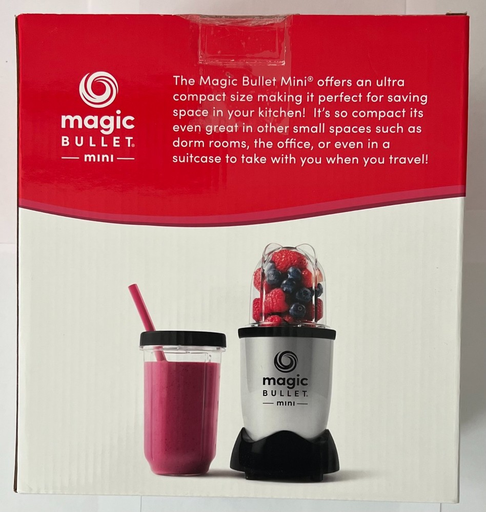 Magic Bullet Mini NIB Compact Personal Blender Silver Black New Open Box