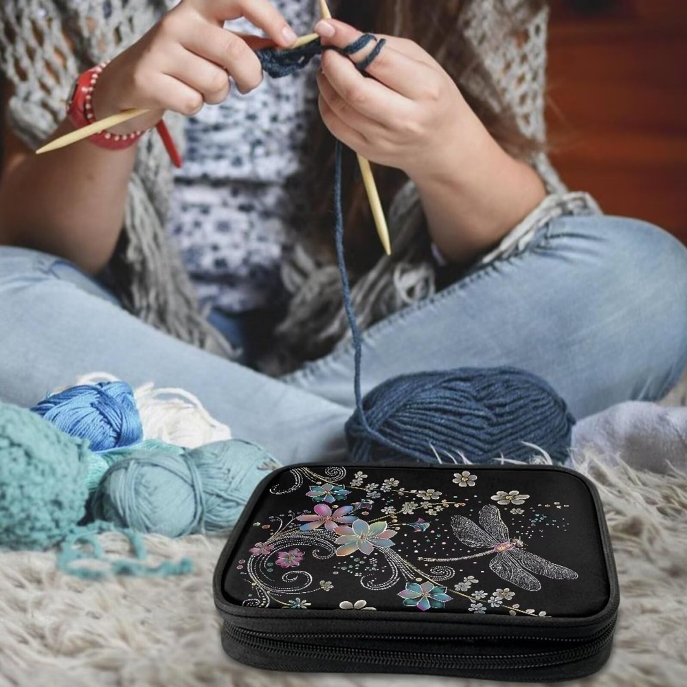 Dragonfly Organizer Case for Interchangeable Circular Knitting Needles, Croch...