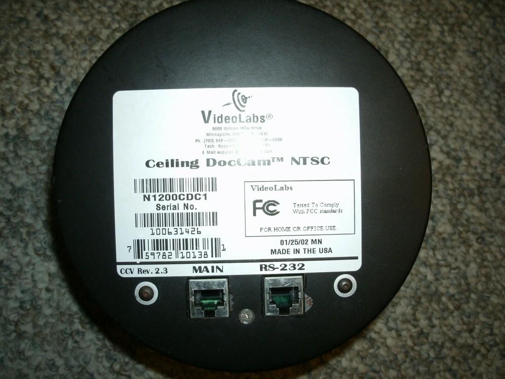 VideoLabs Ceiling DocCam RS-232
